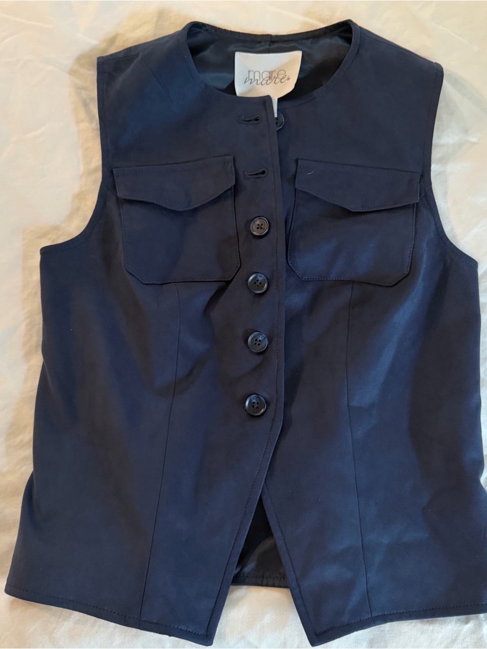Mare Mare Navy Sleeveless Button-Front Utility Vest